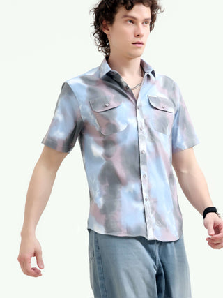 Pastel Blue Watercolor Shirt - New Men's Summer Fashion shop online at Estilocus. Elevate summer style with our pastel blue shirt, featuring unique watercolor prints. Perfect for a casual yet artistic look. Shop now!