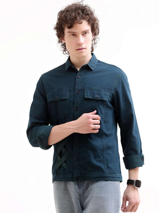 Men's Teal Denim Overshirt - New Color & Classic Fit shop online at Estilocus. Discover the Rubans teal overshirt: a fresh color twist on classic denim. Perfect for casual outings & stylish layering. Shop now for comfort & durability!