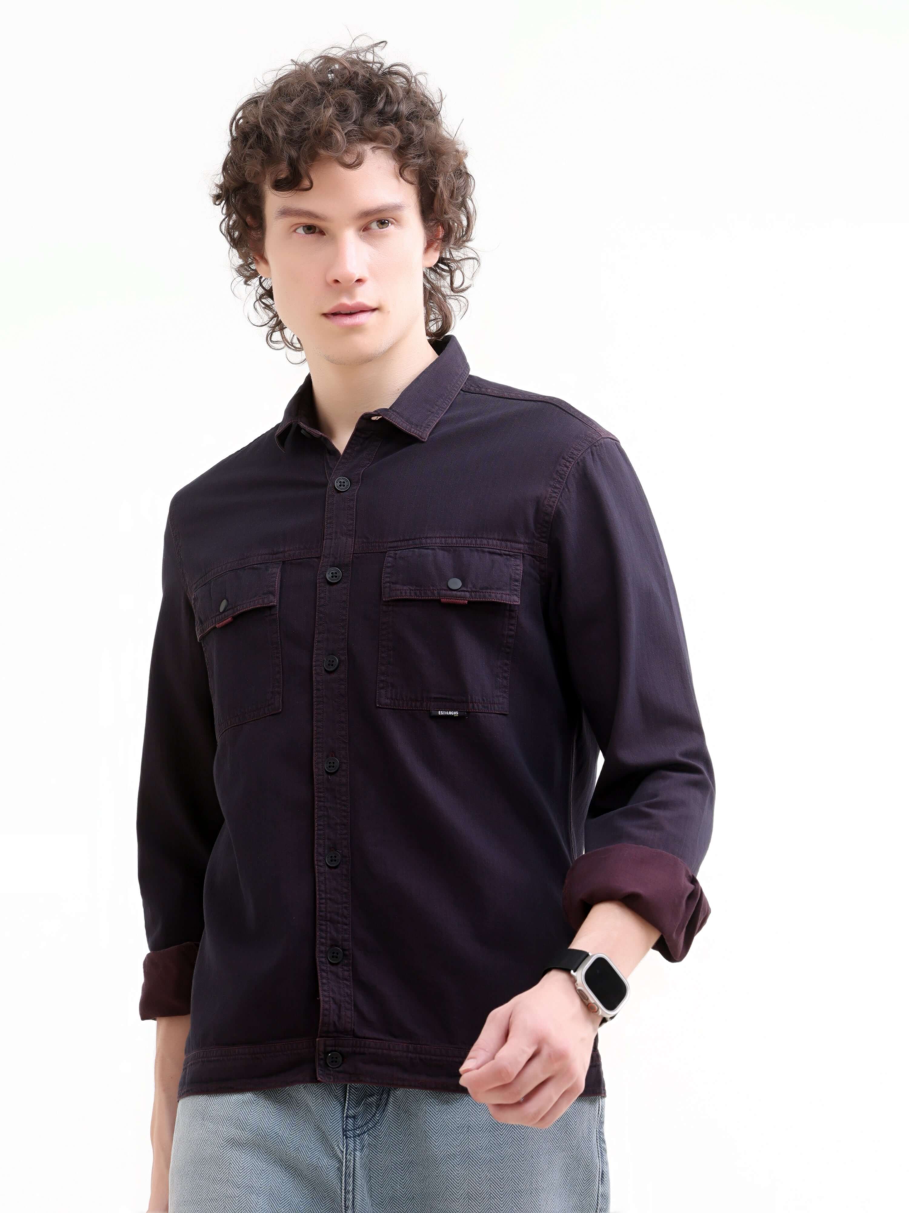 Rubans Indigo Denim Overshirt - Men's Casual Wear shop online at Estilocus. Shop the latest Rubans wine denim overshirt. A new color classic with a timeless Indigo dye for durability and style. Perfect for any casual look.