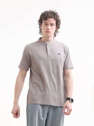 Pinnacle Henley T-Shirt - Dusky Brown | Men's Casual Wear shop online at Estilocus. Shop the latest in men's fashion with the Pinnacle Dusky Brown Henley T-Shirt. Perfect for summer casuals, made from 100% soft cotton. New arrival!