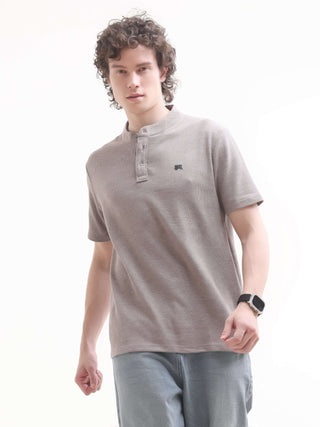 Pinnacle Henley T-Shirt - Dusky Brown | Men's Casual Wear shop online at Estilocus. Shop the latest in men's fashion with the Pinnacle Dusky Brown Henley T-Shirt. Perfect for summer casuals, made from 100% soft cotton. New arrival!