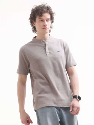 Pinnacle Henley T-Shirt - Dusky Brown | Men's Casual Wear shop online at Estilocus. Shop the latest in men's fashion with the Pinnacle Dusky Brown Henley T-Shirt. Perfect for summer casuals, made from 100% soft cotton. New arrival!