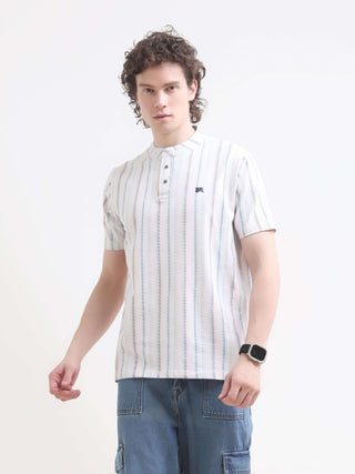 Adler Stripe Henley T-Shirt - Men's Casual Summer Tee shop online at Estilocus. Shop the new Adler Stripe Henley T-shirt for a stylish summer look. 100% Cotton, HD print, comfortable fit. Get your fresh casual wear now!