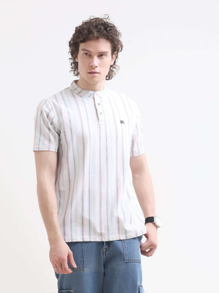 Adler Stripe Henley T-Shirt - Men's Casual Summer Tee shop online at Estilocus. Shop the new Adler Stripe Henley T-shirt for a stylish summer look. 100% Cotton, HD print, comfortable fit. Get your fresh casual wear now!