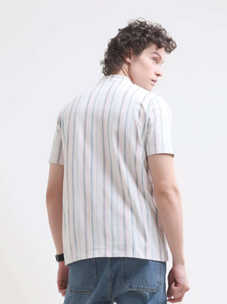 Adler Stripe Henley T-Shirt - Men's Casual Summer Tee shop online at Estilocus. Shop the new Adler Stripe Henley T-shirt for a stylish summer look. 100% Cotton, HD print, comfortable fit. Get your fresh casual wear now!