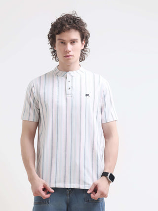 Adler Stripe Henley T-Shirt - Men's Casual Summer Tee shop online at Estilocus. Shop the new Adler Stripe Henley T-shirt for a stylish summer look. 100% Cotton, HD print, comfortable fit. Get your fresh casual wear now!