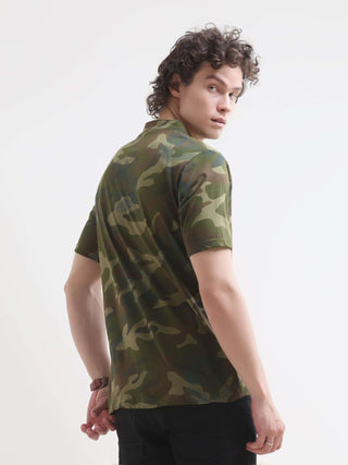 Men's Military Camo Henley T-Shirt | New Arrival shop online at Estilocus. Discover the latest in men's casual summer wear with our Military Camo Green Henley T-shirt. 100% Cotton, lightweight design, perfect for any occasion.