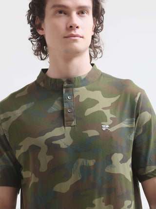 Men's Military Camo Henley T-Shirt | New Arrival shop online at Estilocus. Discover the latest in men's casual summer wear with our Military Camo Green Henley T-shirt. 100% Cotton, lightweight design, perfect for any occasion.