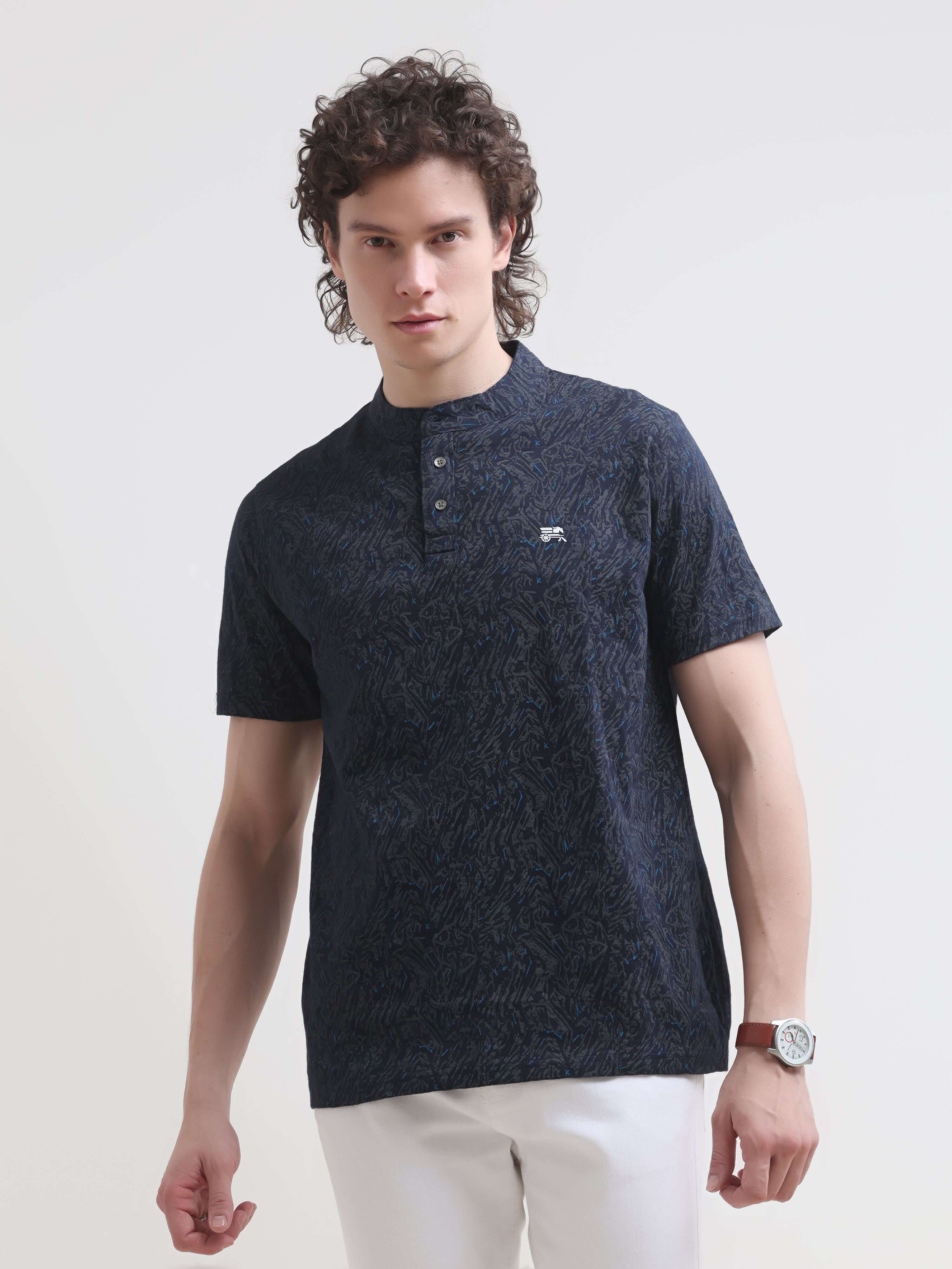 Men's Tropical Blue Henley T-Shirt - New Arrival shop online at Estilocus. Discover the latest in men's casual summer fashion with our Tropical Blue Henley T-Shirt. Soft, stretchy, 100% cotton. Perfect for all occasions.