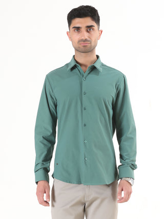 Light Green Solid Full Sleeve Shirt - Men's Semi Casual