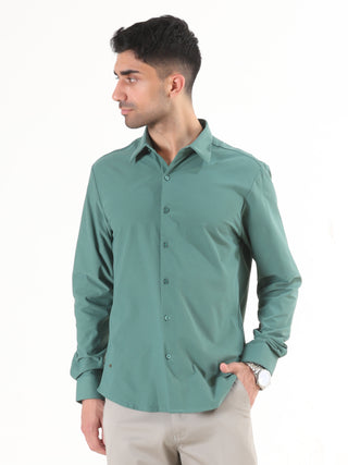 Light Green Solid Full Sleeve Shirt - Men's Semi Casual