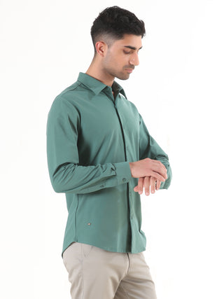 Light Green Solid Full Sleeve Shirt - Men's Semi Casual