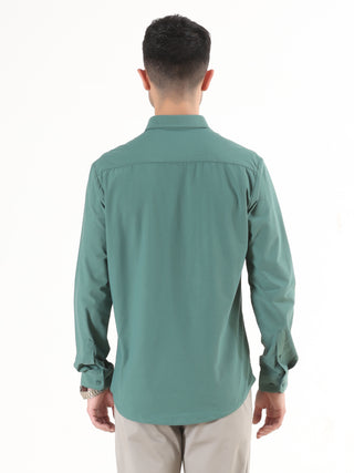 Light Green Solid Full Sleeve Shirt - Men's Semi Casual