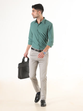 Light Green Solid Full Sleeve Shirt - Men's Semi Casual