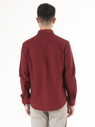 Maroon Full Sleeve Shirt - Men's Semi Casual