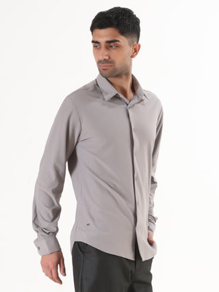 Light Grey Full Sleeve Shirt - Men's Semi Casual