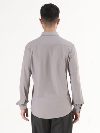 Light Grey Full Sleeve Shirt - Men's Semi Casual