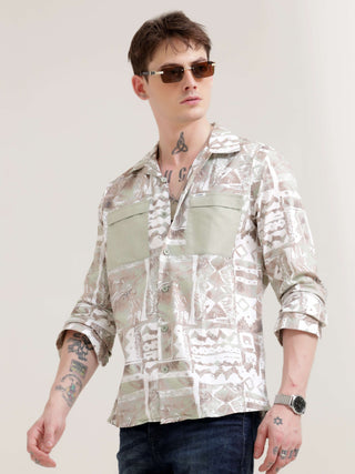 Duval brown abstract print shirt - Men's Casual Wear shop online at Estilocus. Get noticed in our Duval brown abstract print shirt, crafted for comfort & unique style. Perfect for adding a modern twist to any look.