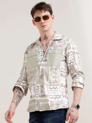 Duval brown abstract print shirt - Men's Casual Wear shop online at Estilocus. Get noticed in our Duval brown abstract print shirt, crafted for comfort & unique style. Perfect for adding a modern twist to any look.