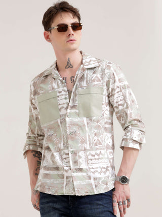 Duval brown abstract print shirt - Men's Casual Wear shop online at Estilocus. Get noticed in our Duval brown abstract print shirt, crafted for comfort & unique style. Perfect for adding a modern twist to any look.