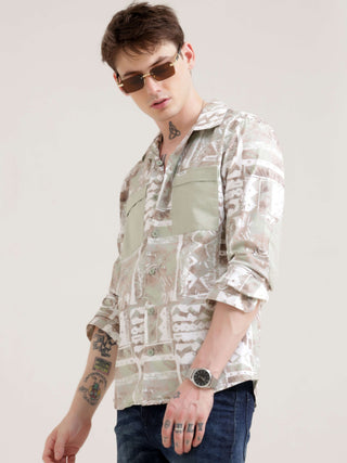 Duval brown abstract print shirt - Men's Casual Wear shop online at Estilocus. Get noticed in our Duval brown abstract print shirt, crafted for comfort & unique style. Perfect for adding a modern twist to any look.