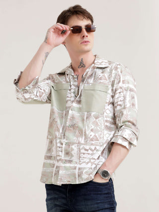 Duval brown abstract print shirt - Men's Casual Wear shop online at Estilocus. Get noticed in our Duval brown abstract print shirt, crafted for comfort & unique style. Perfect for adding a modern twist to any look.