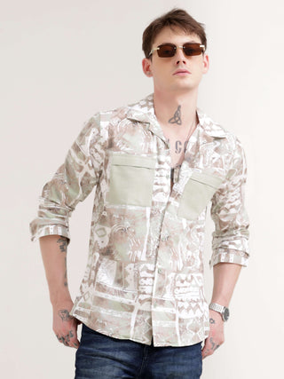 Duval brown abstract print shirt - Men's Casual Wear shop online at Estilocus. Get noticed in our Duval brown abstract print shirt, crafted for comfort & unique style. Perfect for adding a modern twist to any look.