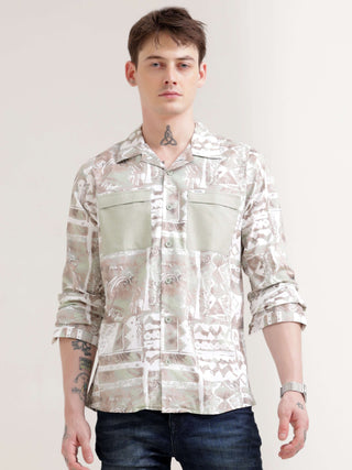 Duval brown abstract print shirt - Men's Casual Wear shop online at Estilocus. Get noticed in our Duval brown abstract print shirt, crafted for comfort & unique style. Perfect for adding a modern twist to any look.