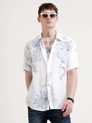 Floral printed blue half sleeve shirt - Men's Casual Wear shop online at Estilocus. Embrace the summer with our Floral printed blue half sleeve shirt. Perfect for Hawaiian days, its comfy & stylish fit makes it a streetwear favorite.