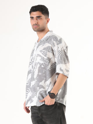 White Black AOP Oversized Shirt