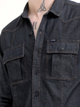 Storm carbon gray denim shirt - Men's Casual Wear shop online at Estilocus. Elevate any outfit with the Storm carbon gray denim shirt. Perfect for all seasons, its cool fabric & sleek design promise both comfort & style.