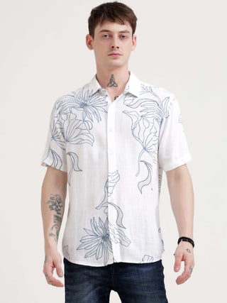 Floral printed blue half sleeve shirt - Men's Casual Wear shop online at Estilocus. Embrace the summer with our Floral printed blue half sleeve shirt. Perfect for Hawaiian days, its comfy & stylish fit makes it a streetwear favorite.