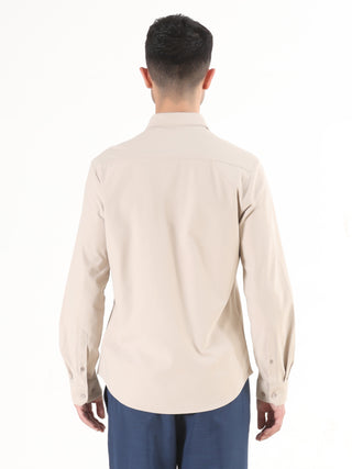 Solid Cream Full Sleeve Shirt - Men's Semi Casual