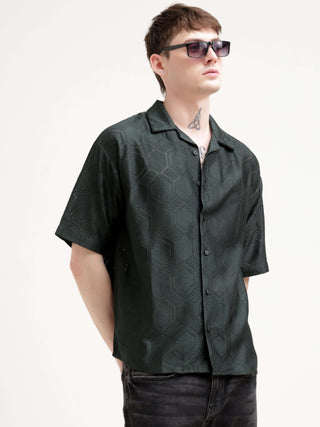 Texturiche quad green crochet oversized shirt - Men's Casual Wear shop online at Estilocus. Rock summer with our Texturiche quad green crochet shirt! Perfect for a relaxed, stylish look. Comfy, oversized fit for all-day wear.