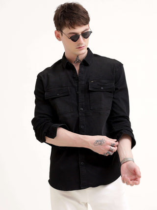 Storm black denim shirt - Men's Casual Wear Shop Online at Estilocus. Upgrade any outfit with our Storm Black Denim Shirt. Breathable, tailored for a polished look - perfect for all seasons. Shop now for style & comfort!