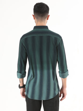 Emerald Green Shaded Stripes Shirt