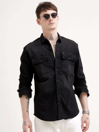 Storm black denim shirt - Men's Casual Wear Shop Online at Estilocus. Upgrade any outfit with our Storm Black Denim Shirt. Breathable, tailored for a polished look - perfect for all seasons. Shop now for style & comfort!