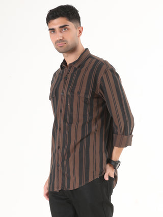 Brown With Black Striped Shirt