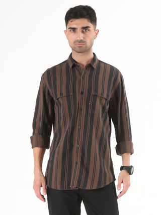 Brown With Black Striped Shirt