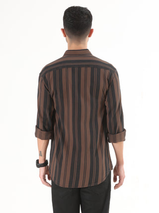 Brown With Black Striped Shirt