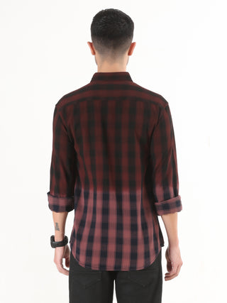 Maroon With Black Checkered Shirt