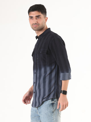 Midnight Black Shaded Stripes Shirt