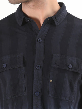 Midnight Black Shaded Stripes Shirt