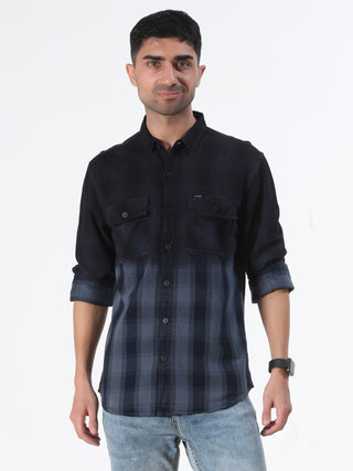 Charcoal Grey Shaded Stripes Shirt