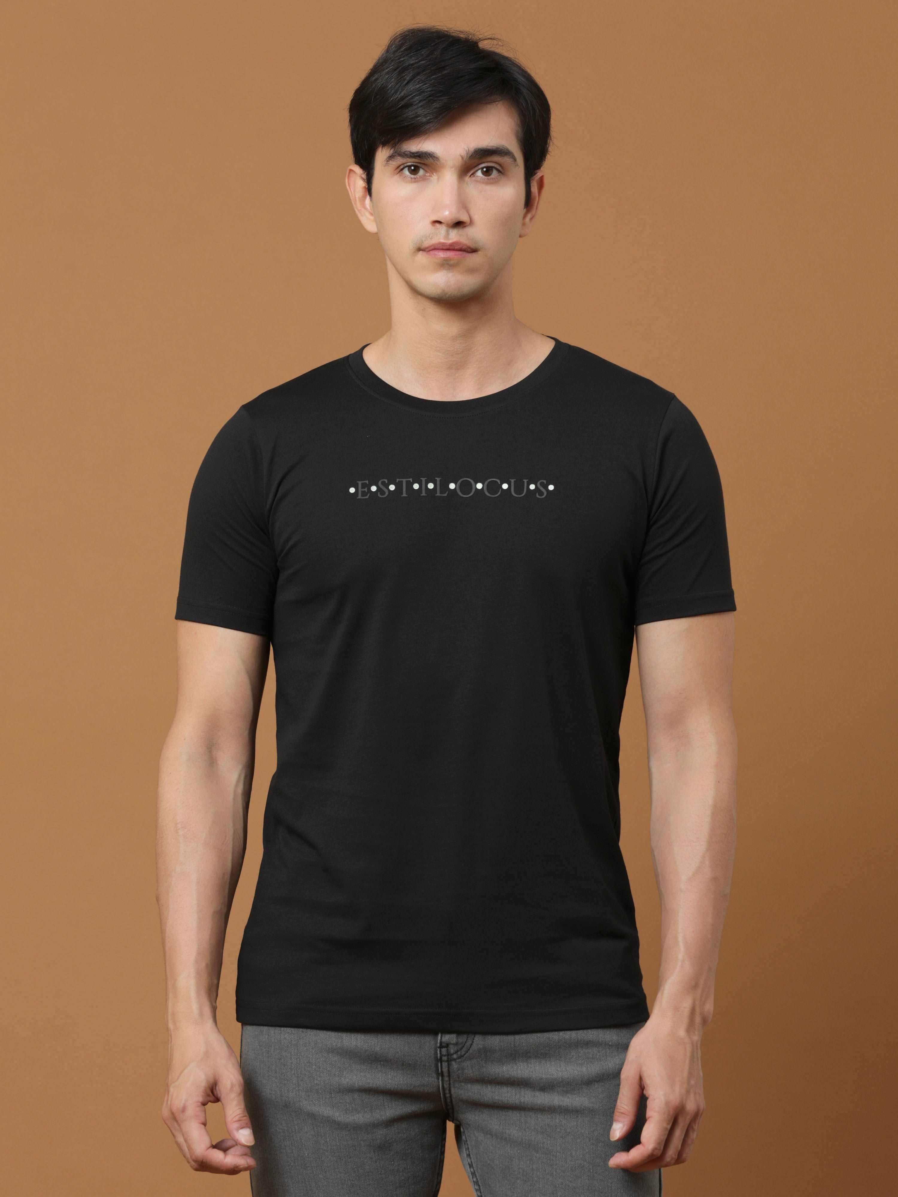 Black Luminescent Printed T Shirt