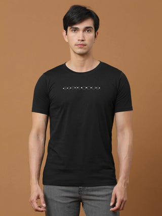 Black Luminescent Printed T Shirt shop online at Estilocus. 100% Cotton Designed and printed on knitted fabric. The fabric is stretchy and lightweight, with a soft skin feel and no wrinkles. Crew neck collar which is smooth on the neck and keeps you comfo