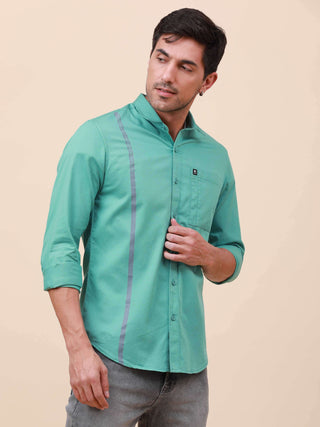 Aqua Marine Solid Single Pocket full sleeve Shirt shop online at Estilocus. 100% Cotton ,Full-sleeve solid shirt Cut and sew placket Regular collar Double button edge cuff Single pocket Curved bottom hemline Finest printing at front placket. All double ne