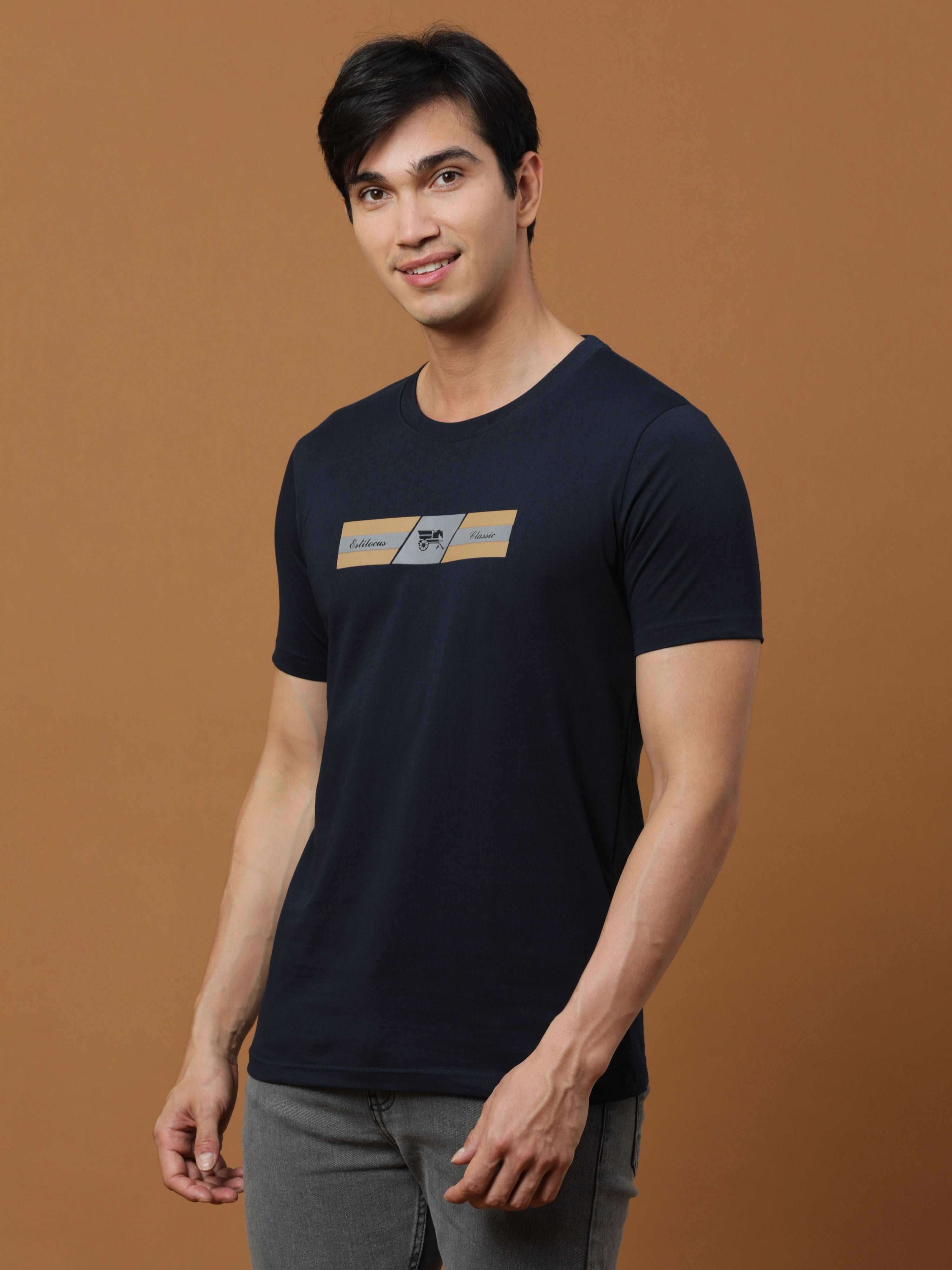 Black Classic Hd Printed T Shirt shop online at Estilocus. 100% Cotton Designed and printed on knitted fabric. The fabric is stretchy and lightweight, with a soft skin feel and no wrinkles. Crew neck collar which is smooth on the neck and keeps you comfor