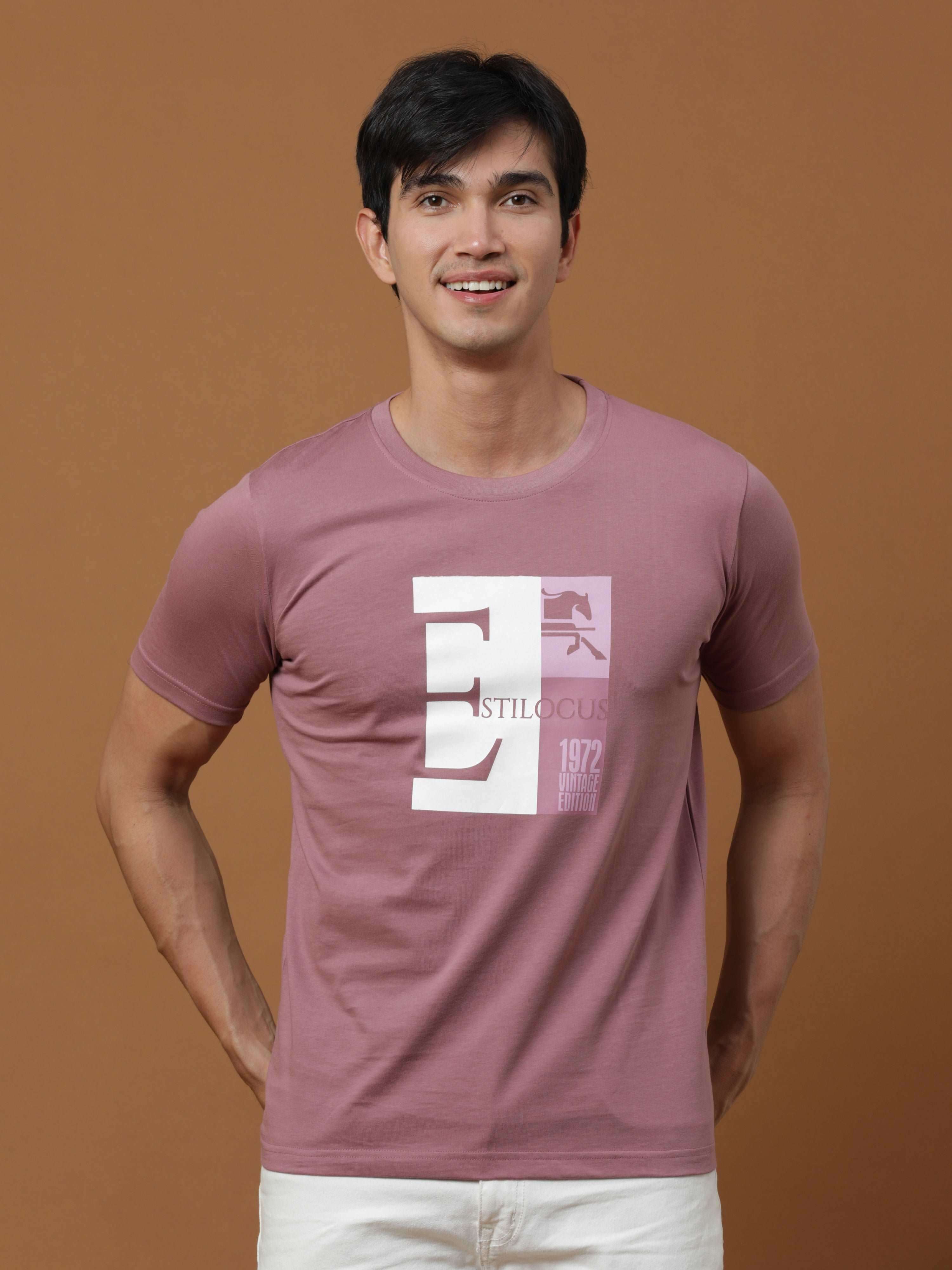 Vintage Edition Printed Peach T Shirt shop online at Estilocus. 100% Cotton Designed and printed on knitted fabric. The fabric is stretchy and lightweight, with a soft skin feel and no wrinkles. Crew neck collar which is smooth on the neck and keeps you c