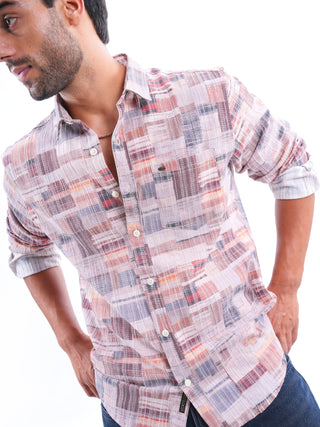 Amberglow Multi-colored Ribbed Casual Shirt